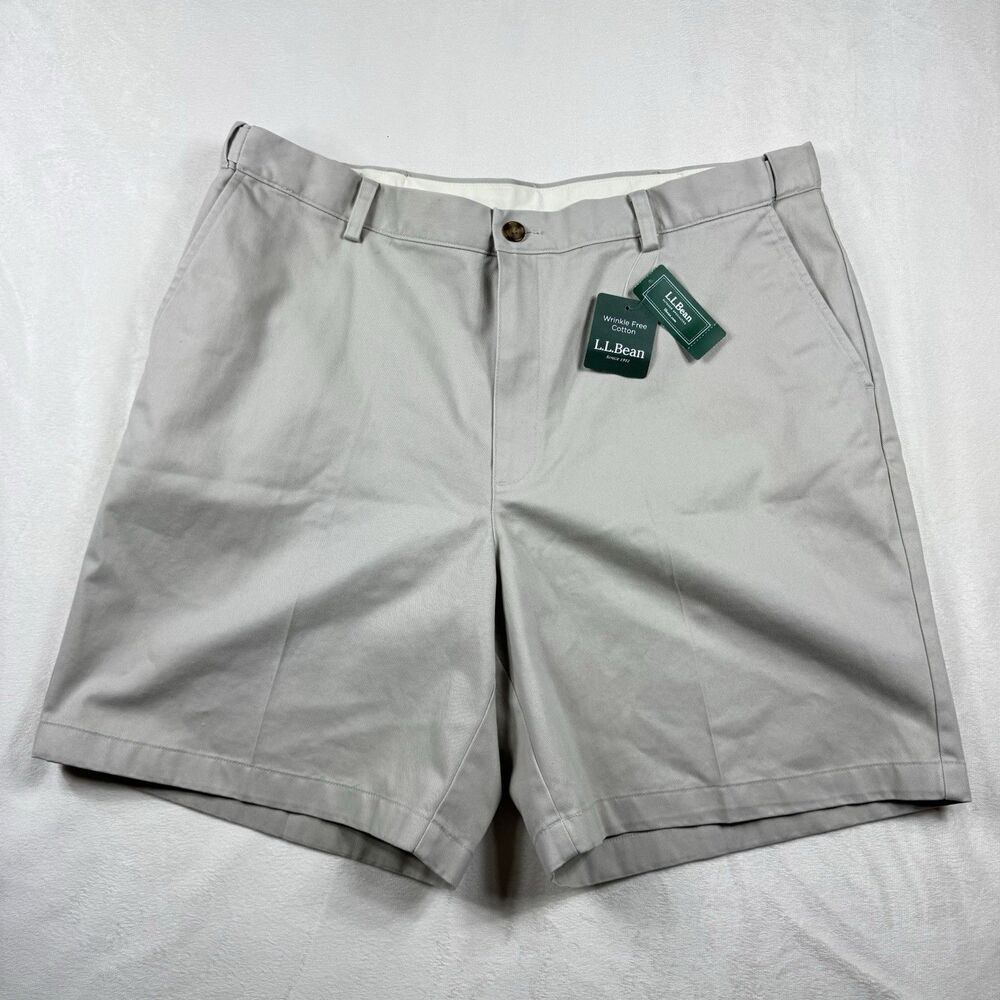 LL Bean Men 38 Wrinkle-Free Double L Chino Shorts Hidden Comfort Waist, 8" NWT